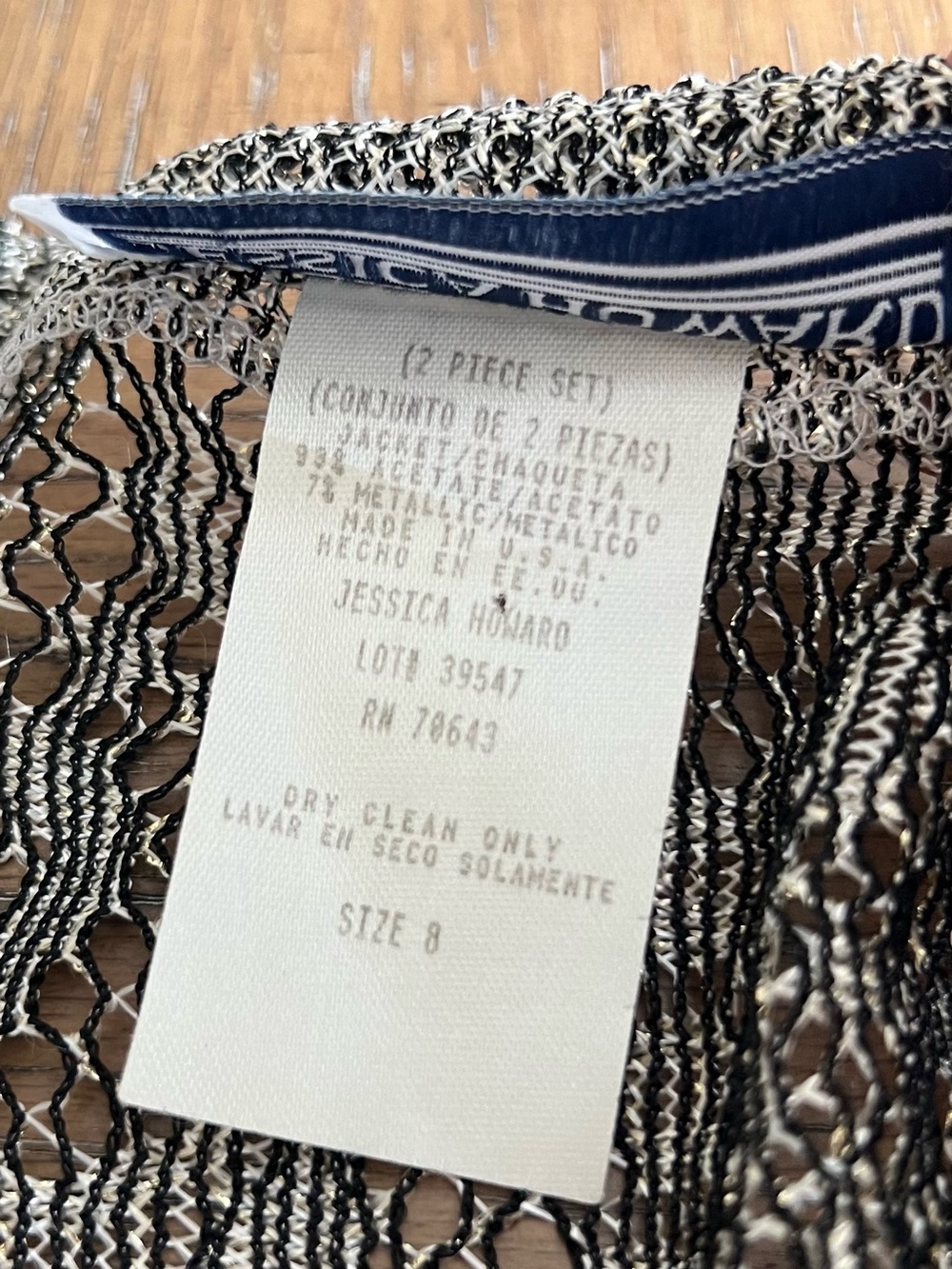 Jessica Howard Vintage Metallic Gold Black Taupe Dress Matching Cardigan 8 - Picture 6 of 16